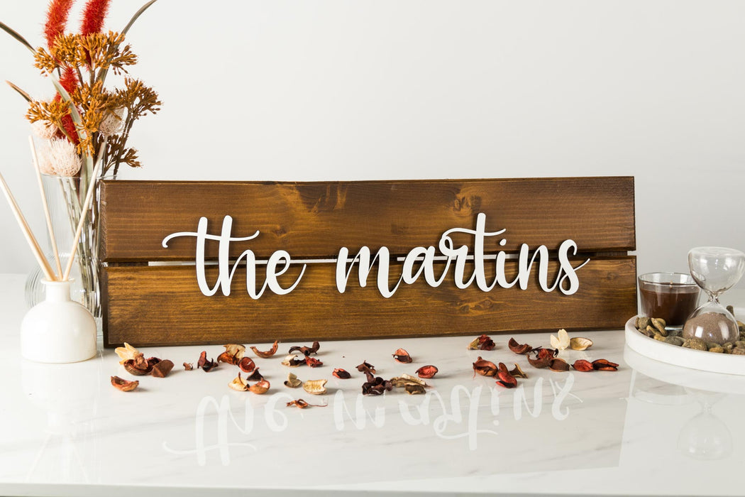 wooden last name sign