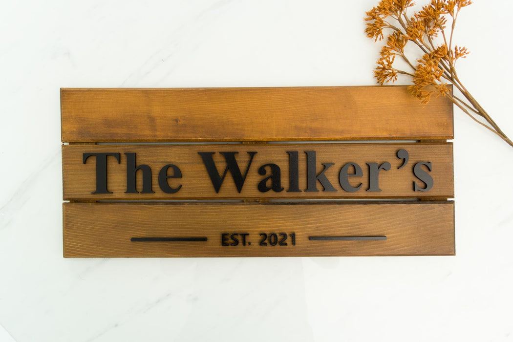 Family Name Sign Wood Large Wood Color