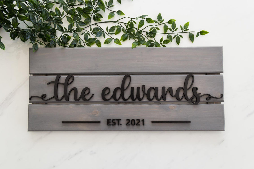 Personalized Wood Sign Small Gray