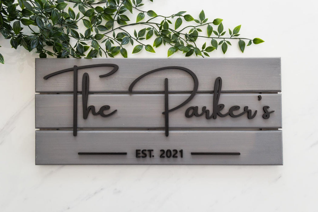 Personalized Wood Sign Small Gray